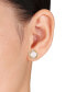 ფოტო #2 პროდუქტის Opal (2-1/2 ct. t.w.) and White Topaz (1/4 ct. t.w.) Swirl Halo Stud Earrings in 18k Gold over Sterling Silver