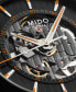 ფოტო #6 პროდუქტის Men's Swiss Automatic Multifort Skeleton Vertigo Black and Orange Fabric Strap Watch 42mm