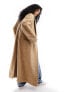 ASOS DESIGN strong shoulder coat in camel boucle