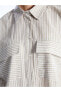 LCW Vision Çizgili Uzun Kollu Oversize Kadın Gömlek