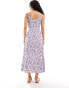 Wednesday's Girl ditsy floral ruched front midi dress in lilac