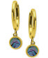 ფოტო #3 პროდუქტის Abalone Disc Dangle Hoop Drop Earrings in 18k Gold-Plated Sterling Silver, Created for Macy's