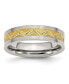 Stainless Steel Brushed Yellow IP-plated 6mm Grooved Band Ring