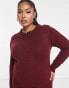 Brave Soul Plus crew neck jumper dress in burgundy