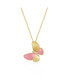 Фото #1 товара Kids 14k Gold Plated with Enamel & Cubic Zirconia Butterfly Pendant Necklace in Sterling Silver