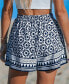 Women's Navy-and-White Geo Flared Leg Shorts