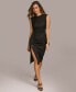 Фото #3 товара Women's Side-Ruched Cap-Sleeve Dress