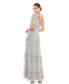 Фото #2 товара Women's Ruffle Tiered Embellished Flutter Sleeve Gown