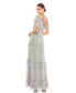 ფოტო #2 პროდუქტის Women's Ruffle Tiered Embellished Flutter Sleeve Gown