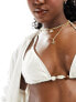 South Beach embossed beaded triangle bikini top in cream