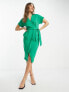 Фото #7 товара Closet London kimono wrap midi dress in vibrant green