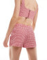 Pull&Bear gingham check short co-ord in red