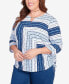 Plus Size In Full Bloom Spliced Texture Stripe Side Tie Top