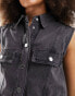 Фото #3 товара Mango denim cropped waistcoat in dark grey