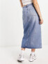 Фото #2 товара Mango denim split front midi skirt in blue