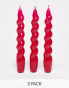 MAEGEN Magenta Spiral Taper Candle 3-Pack