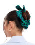 DesignB London gingham bow hair scrunchie in green