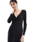 & Other Stories supersoft luxe jersey midi dress with twist front detail in black