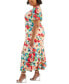 ფოტო #3 პროდუქტის Plus Size Floral-Print Keyhole Midi Dress