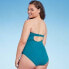 Фото #4 товара Women's Shirred Bandeau One Piece Swimsuit - Shade & Shore Teal Blue XL
