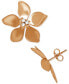 ფოტო #1 პროდუქტის Crystal Flower Stud Silver Plate Earrings