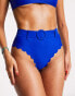 Фото #1 товара The Frolic Crete scallop high waist bikini bottom in cobalt blue