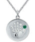 Фото #1 товара Giani Bernini crystal Birth Month "Handprint" Disc 18" Pendant in Sterling Silver, Created for Macy's