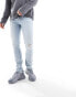 Фото #2 товара ASOS DESIGN skinny jeans with rips in light blue tinted wash