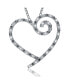 Sterling Silver White Gold Plated Cubic Zirconia Heart With Swirl Pendant