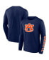 Фото #2 товара Men's Navy Auburn Tigers Double Time 2-Hit Long Sleeve T-shirt