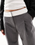Фото #4 товара Miss Selfridge Petite fold over waistband trouser in grey
