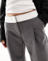 Фото #2 товара Miss Selfridge Petite fold over waistband trouser in grey