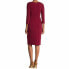 London Times 301279 Womens Red Wine 3/4 Sleeve Sheath Dress 12