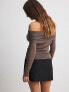 Фото #5 товара NA-KD fine knit draped neck top in light brown