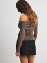 NA-KD fine knit draped neck top in light brown