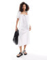 Фото #1 товара ASOS DESIGN poplin maxi dress with puff sleeves in white