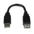 Фото #1 товара 6in USB 2.0 Extension Adapter Cable A to A - M/F - 0.152 m - USB A - USB A - USB 2.0 - Male/Female - Black