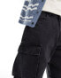 ADPT loose fit denim cargo shorts in washed black Schwarze Jeans, XS - фото #4