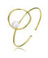 ფოტო #1 პროდუქტის Very Elegant Sterling Silver 14K Gold Plating Genuine Freshwater Pearl Cuff Bracelet