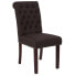 Hercules Series Brown Fabric Parsons Chair With Rolled Back, Accent Nail Trim And Walnut Finish