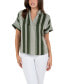 ფოტო #6 პროდუქტის Women's Printed Satin Like Top with Collar