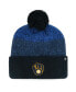 Фото #1 товара Men's Navy Milwaukee Brewers Darkfreeze Cuffed Knit Hat with Pom