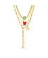 ფოტო #1 პროდუქტის Multi 3 Piece Mixed Chain Necklace Set with Red Cup, Line and Heart Charm Pendants