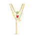 kensie multi 3 Piece Mixed Chain Necklace Set with Red Cup, Line and Heart Charm Pendants