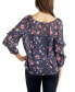 Juniors' Keyhole-Neck Printed 3/4-Ruffle-Sleeve Top