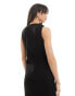 Фото #2 товара ASOS DESIGN knitted asymmetric button front waistcoat with split in black