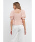 Фото #5 товара Women's Embroidered SweetHeart Top with Puff Sleeves