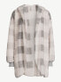 Фото #7 товара Joyspun Plush Hooded Cardigan Women XS White Plaid Polyester Pockets Long Sleeve