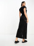 ASOS DESIGN Tall butterfly cutwork sweetheart neck midi dress with button detail in black