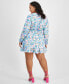 ფოტო #2 პროდუქტის Trendy Plus Size Ruffled Floral Satin Minidress, Created for Macy's
